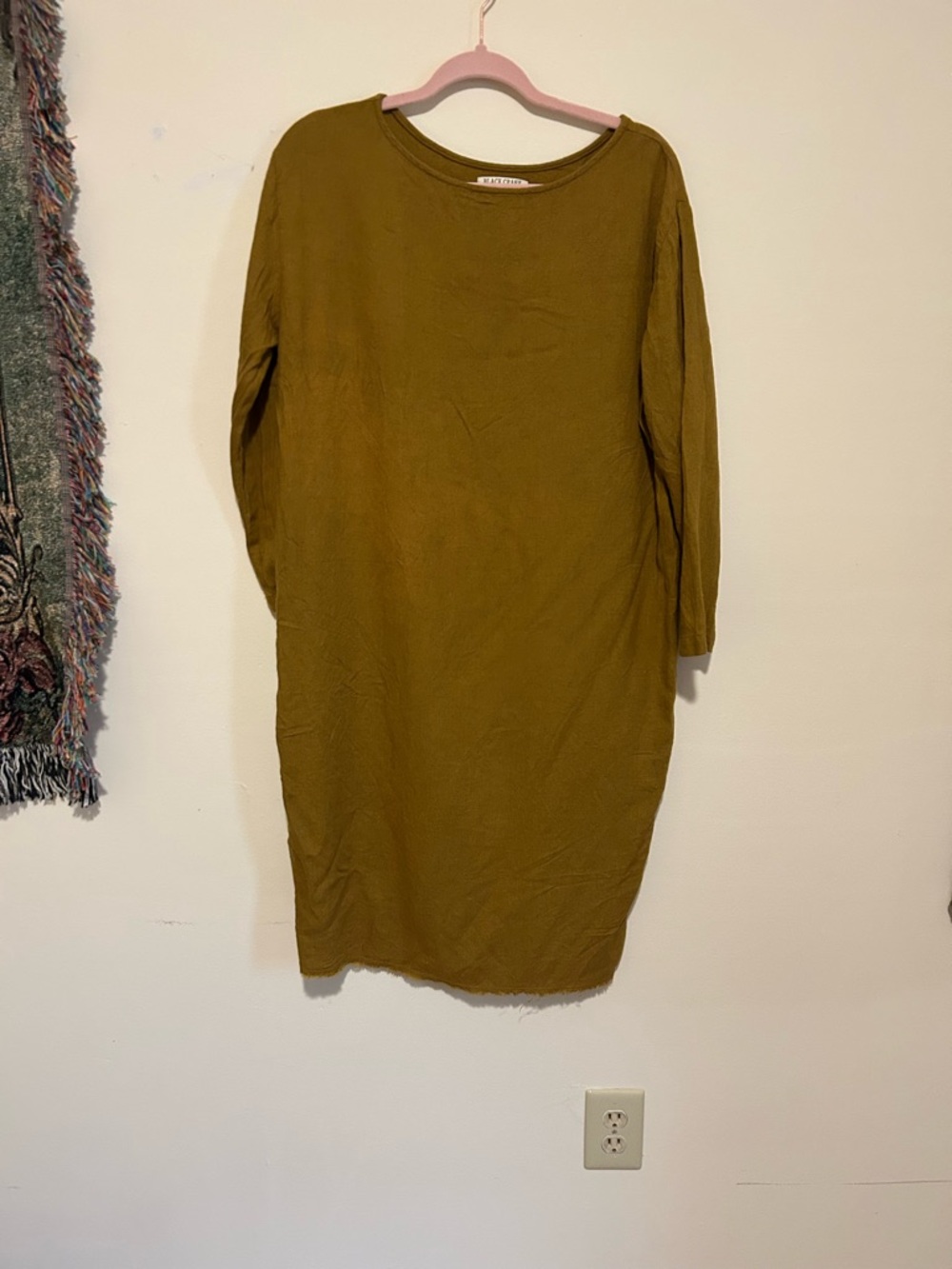 Golden Wool Blend Black Crane Dress